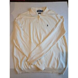Polo Ralph Lauren Men's XL Yellow Long Sleeve Polo Sweater 100% Pima Cotton Golf